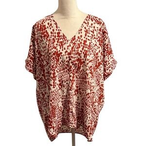 Animal print burnt orange dress blouse size L/XL